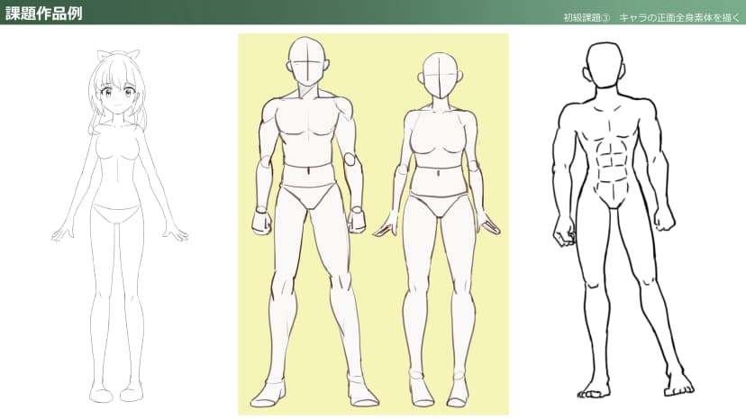 Draw a full-body character base from the front!